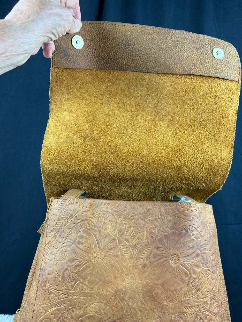 Hand Tooled Vintage Leather Backpack Purse Floral Western Boho Handbag